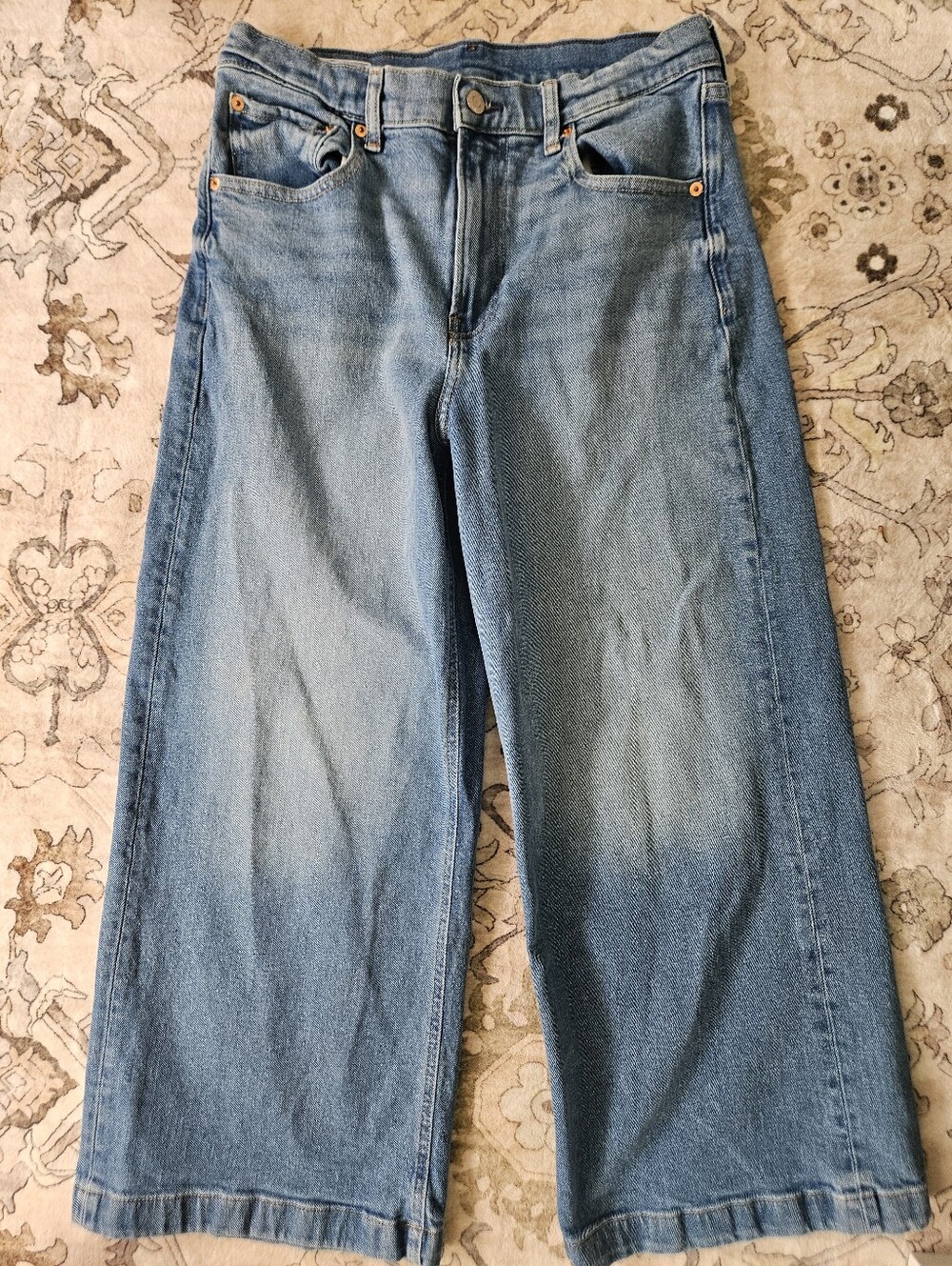 GAP High Rise Stride Ankle Jeans Women's 29/8 Light Wash Wide Leg Cropped Denim